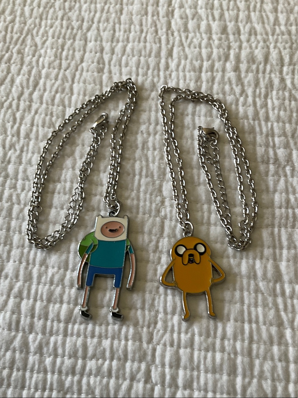 Adventure Time Finn the Human and Jake the Dog pendants with chains